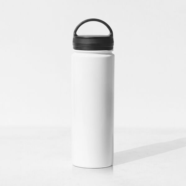 25oz Stainless Flask with Portable Lid (White) Thumbnail