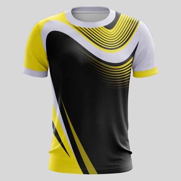 Yellow Linear Pattern Full Print Roundneck Shirt Thumbnail