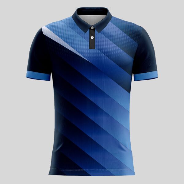 Blue Esport Pattern Full Print Polo Shirt Thumbnail