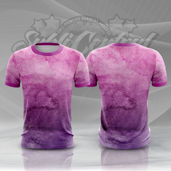 Pink-Violet Water Color Full Print Roundneck Shirt Thumbnail