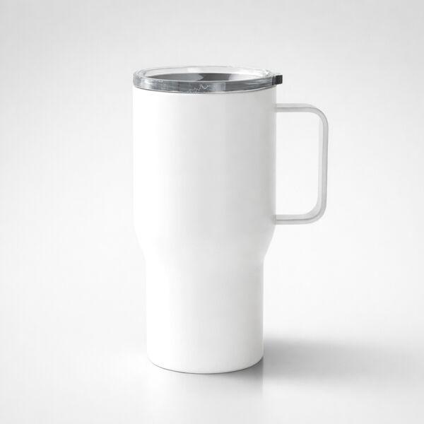 22oz Stainless Steel White Travel Mug Thumbnail