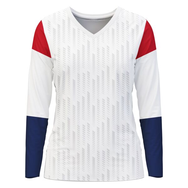 V-neck Long Sleeve Volleyball Jersey Full Print Sublimation Thumbnail
